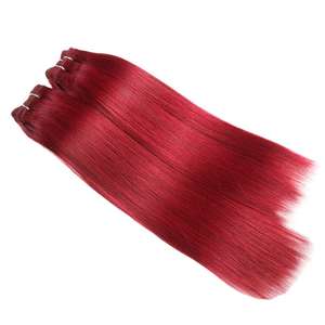 มัดผมตรงแบบมัดผมตรงและปิดผมมนุษย์ผมสีน้ำตาลอมแดง - Product Image 4