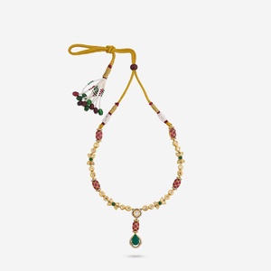Kundan 189243 Bridal Jewelry Set Gold Plated Brass <b>Necklace</b> with Zircon Pearl Diamond Wedding Ring Included - Product Image 4