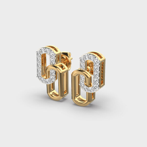 Hermosos pendientes de moda de diamantes cultivados en laboratorio de oro amarillo de 10K, hermoso diseño de eslabones de cadena entrelazados, regalo de boda para mujer - Product Image 1