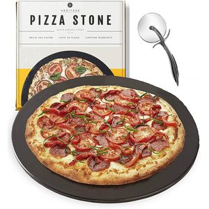 Set Pietra per Pizza in Ceramica Nera Heritage 15, Antiaderente e Antimacchia, con Tagliapizza in Plastica, Tagliere Monouso e Pala per Pizza - Product Image 1