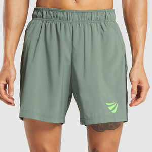 Pantalones cortos de poliéster/algodón personalizados para hombre, ropa deportiva de calle, cintura elástica, compresión, transpirable, secado rápido, entrenamiento, Fitness - Product Image 2