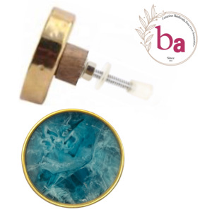 Artisanat vert résine bois laiton tiroir porte armoire boutons de placard et poignée de traction [HBRMW 243] - Product Image 1