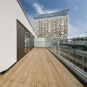 Modern balkon tanpa bingkai Balustrade Aluminium U saluran kaca pagar dek desain pagar kaca