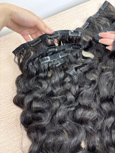 Clip Dans Les Cheveux Naturel Ondulé Brut Non Transformé Pince À Cheveux Raides Ondulés Bouclés Cheveux Double Dessiné - Product Image 4