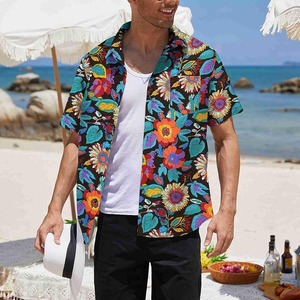 Vêtements d'été pour hommes-Ensemble à imprimé hawaïen-Short pour hommes-Chemise décontractée de plage à manches courtes-Ensemble deux pièces-Chemises de plage - Product Image 2