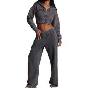 กางเกงครอปเอวลอยมีซิปหนาผ้าระบายระบายอากาศได้ดีปักลายด้วยผ้าเย็บติดทนแดดซีดจางแบบ3D - Product Image 1