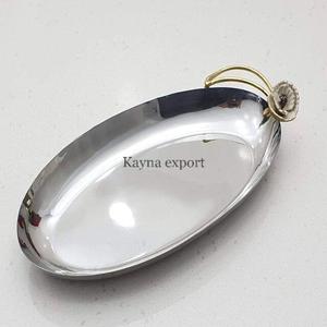 Espejo de tendencia superior Forma cuadrada brillante Hermosa bandeja decorativa de metal de acero inoxidable con bandeja de Decoración de mesa con mango dorado - Product Image 6