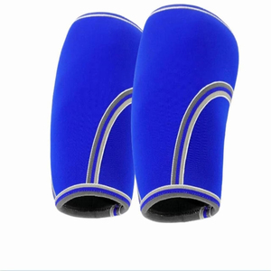 Rodilleras de compresión ajustables de neopreno azul para levantamiento de pesas y sentadillas, el mejor diseño. - Product Image 4