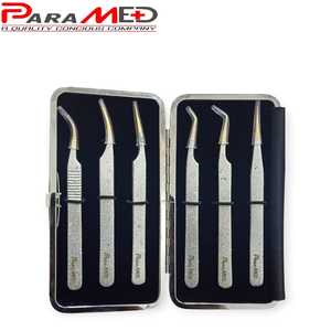 Pince à épiler professionnelle d'extension de cils en acier inoxydable emballage personnalisé avec des kits de pointe de fibre de conception et de revêtement incroyables - Product Image 4