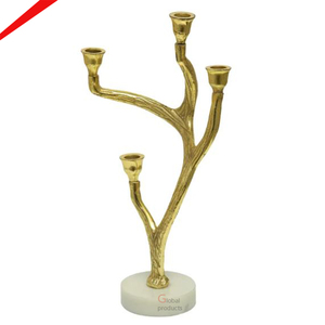 2025 Soporte de vela de aluminio con diseño de flor con acabado dorado moderno con base de mármol - Product Image 5