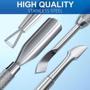 Lima de pie de moda de acero inoxidable negro de Plasma de último diseño 2025 de calidad superior empujador de uñas de cutícula afilado de doble punta - Product Image 6