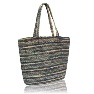 Bolsa de Yute a Rayas para Playa o Fiesta, Tamaño Grande, Asas de Cuerda, Bolsa de Compras Ecológica y Reutilizable - Product Image 3