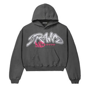 Nouvel Arrivage Survêtement Homme Style Urbain Effet Délavé au Soleil Coupe Ample Strass Délavage Acide Ensemble 2 Pièces à Capuche et Pantalon Empilé - Product Image 2