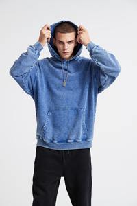 Sudaderas con capucha de lana de lavado ácido de doble capa personalizadas, ropa de calle, bolsillos desgastados Vintage con impresión Digital, Sudadera con capucha desteñida por el sol de invierno - Product Image 5