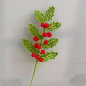 Nuevas Ramas de Flores de Ganchillo Hechas a Mano con Bayas de Olivo y Roble para Navidad 2025, Venta al por Mayor de Fábrica Creativa - Product Image 5