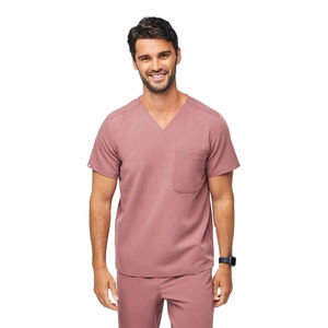 Prêt à expédier : Ensemble de blouses médicales vert olive pour hommes, 2 pièces, col en V, avec haut à manches courtes et pantalon, pour usage hospitalier (OEM) - Product Image 4