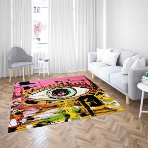 Alfombra con Diseño de Graffiti de Ojos, Alfombra Rosa, Alfombra de Ojos Colorida, Alfombra de Graffiti, Alfombra Estampada, Alfombra Suave No Tejida - Product Image 1
