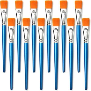 Bview Art Lot de 12 pinceaux acryliques plats de 25 mm pour peinture acrylique, peinture à l'huile, <span class=keywords><strong>gouache</strong></span> et tempera. - Product Image 1