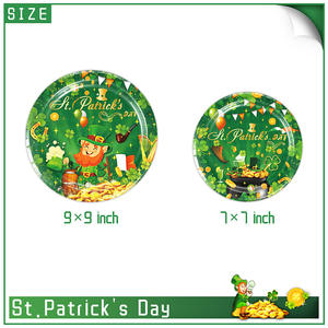 JUXINDA Assiettes en <span class=keywords><strong>papier</strong></span>, gobelets en <span class=keywords><strong>papier</strong></span>, serviettes en <span class=keywords><strong>papier</strong></span>, nappes, couverts, ensembles <span class=keywords><strong>de</strong></span> vaisselle sur le thème <span class=keywords><strong>de</strong></span> la Saint-Patrick - Product Image 2