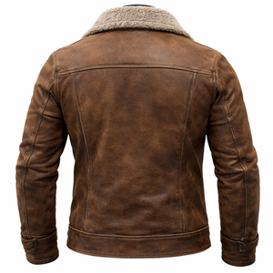 Chaqueta de Cuero Forrada con Piel de Oveja, Chaqueta Trucker Personalizada, Fabricante de Chaquetas de Invierno de Cuero Genuino al por Mayor OEM - Product Image 2