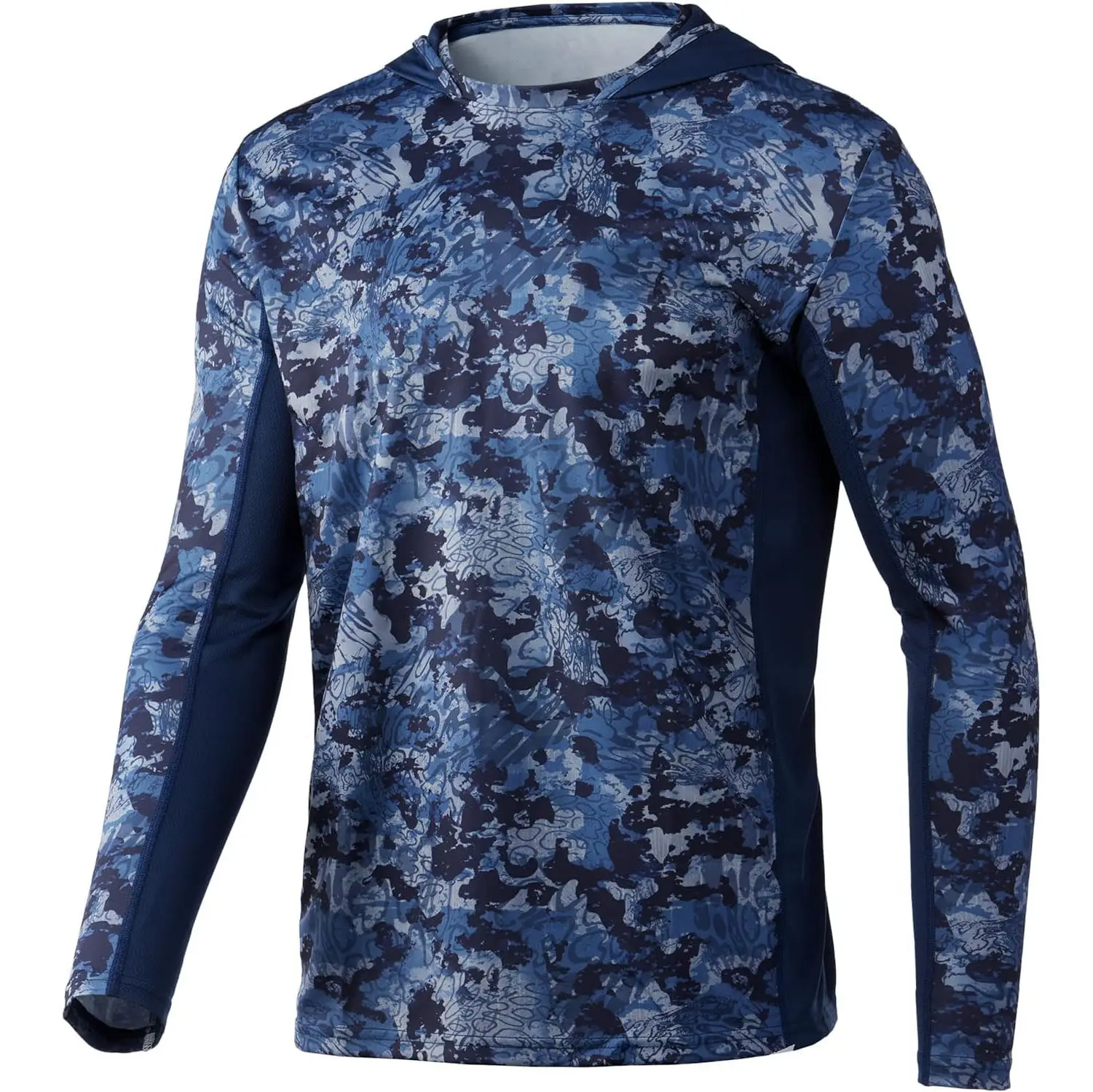 Camisetas de pesca camufladas com capuz para homens sublimados upf 50 tipo Camiseta de pesca com capuz OEM