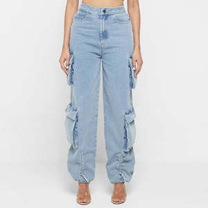 กางเกงคาร์โก้เอวสูงสไตล์ Y2K แฟชั่น OEM สำหรับผู้หญิง กางเกงยีนส์ผู้หญิง - Product Image 6