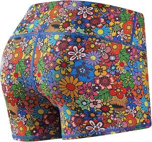 Pantalones cortos de mezclilla entrecruzados de cintura alta para mujer, pantalones cortos de algodón con estampado lavado de pierna recta elástica con botones - Product Image 3