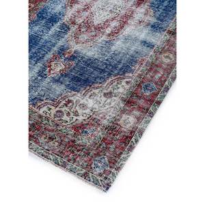 Tapis en laine noué à la main vintage, motif abstrait bleu médaillon, pour salon, couloir ou patchwork rectangulaire - Pae-2436 - Product Image 2