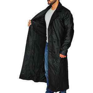Nouvel arrivage Trench-coat en cuir à manches longues pour hommes, coupe confortable, veste longue en cuir pour hommes, prix de gros d'automne à simple boutonnage - Product Image 3