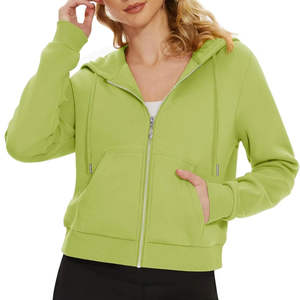 Vêtements de sport légers pour femmes en gros, poches, fermeture éclair athlétique, yoga, course à pied, salle de sport, vêtements décontractés, veste à capuche entièrement zippée - Product Image 1