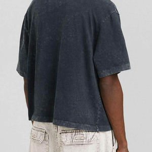 Unisex Acid Washed Slim Fit T-shirt Custom 100% Cotton Streetwear Cropped T Shirt Vintage Washed Customized Design Men's <b>TShirts</b> - Product Image 4