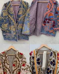 Suzani แจ็กเก็ตสั้นของผู้หญิง suzani ปักผ้ากำมะหยี่ฤดูหนาวงานทำมือแจ็คเก็ตสั้นไซส์ฟรีแจ็กเก็ตสั้น - Product Image 1