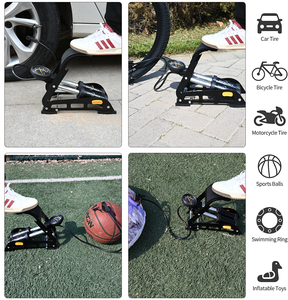 BAIMEI personnalisable Portable en acier double cylindre 160 PSI support de sol vélo <span class=keywords><strong>pompe</strong></span> à pied pour vélos motos VTT jouets - Product Image 5