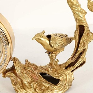 Luxe oiseau et arbre Design or horloge pièce maîtresse élégante Sculpture décorative pour bureau à domicile cadeau de mariage décor de Table - Product Image 3