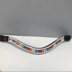 Hermosa alta calidad Preciosa Crystal Multicolor cadena de metal de cristal transparente banda de ceja de caballo de cuero negro en mazorca completa - Product Image 5