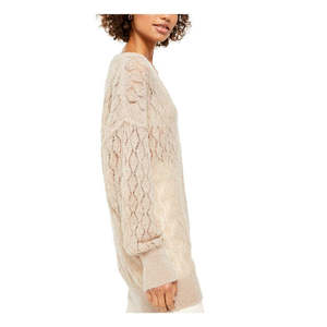 Cardigan beige premium in maglia traforata da donna Free People, modello Say Hello, taglia S, traspirante, sottile, stile shrug, per l'autunno. - Product Image 3