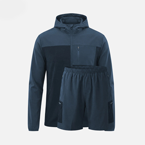 Men Hooded Windbreaker Tracksuit Set Breathable Quick Dry Sporty Lightweight Polyester Winter Outdoor <b>Nylon</b> <b>Shorts</b> - Product Image 4