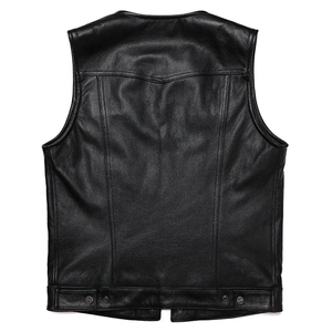 Gilet épais en peau de mouton véritable pour hommes Gilet sans manches à capuche Bomber Veste en cuir-Unisexe - Product Image 4