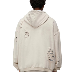 เสื้อกันหนาวมีฮู้ดสำหรับผู้ชายทรงหลวมมีฮู้ดทรงบ็อกซี่มีรูสำหรับผู้ชายเสื้อผ้าแนวสตรีทแวร์แบบกำหนดเอง - Product Image 6