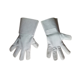 Haute vente robuste manchette courte gants de travail de soudage température résistant à la chaleur blanc/gris vache fendu cuir gants de sécurité - Product Image 2