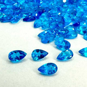 Piedras preciosas de apatita azul natural Sueltas 5x3mm Cuentas en forma de pera Color neón - Product Image 1