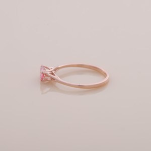 Anillo solitario de oro macizo de 14 quilates en oro rosa, amarillo y blanco con diamante rosa marquesa de 0.64 quilates, joyería fina para mujer. - Product Image 3