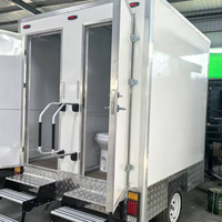 PROSKY Remorque de toilettes portables en acier galvanisé à 2 postes, remorque de salle de bain mobile pour applications commerciales extérieures