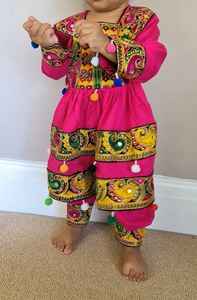 Robe traditionnelle pour enfants en cachemire acrylique, dentelle, mousseline, broderie, imprimé, robe afghane, maxi respirante, sur mesure - Product Image 2