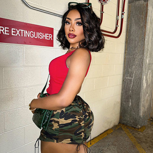 Vente en gros Débardeur d'été sans manches à col rond pour femmes Chemise d'été pour femmes à col en U imprimé de rue T-shirts fendus sans manches - Product Image 5