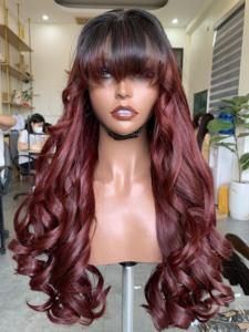 Perruque à franges HD LUXURY en cheveux Remy ondulés, extensions de cheveux humains vietnamiens, dentelle transparente - Product Image 1
