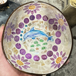 Bol de noix de coco coloré accrocheur MOP incrustation smoothie bol vaisselle pour restaurants ambiance d'été en gros du Vietnam - Product Image 5