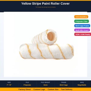 <span class=keywords><strong>Rouleau</strong></span> <span class=keywords><strong>de</strong></span> <span class=keywords><strong>peinture</strong></span> en latex à rayures jaunes <span class=keywords><strong>de</strong></span> 9 et 7 pouces, brosse à poils longs, outil mural <span class=keywords><strong>de</strong></span> qualité industrielle et DIY, personnalisable OEM - Product Image 6