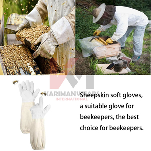 ถุงมือป้องกันผู้เลี้ยงผึ้งคุณภาพพรีเมียม แขนผ้าใบยาวพิเศษ หนังวัวทนทานต่อการสึกหรอ - Product Image 5