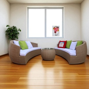 Ensemble de meubles en faux osier PRSF-003 en poly rotin grand patio extérieur sièges de loisirs en forme de lune pour salon Villa atelier - Product Image 5